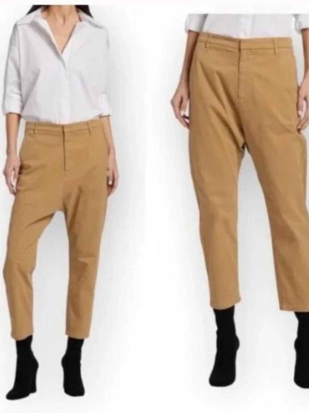 Nili Lotan Paris Drop Crotch Pants in Camel Size 8 - Picture 2 of 13